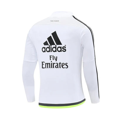 15-16 Real Madrid White Retro Training Suit - Top Only