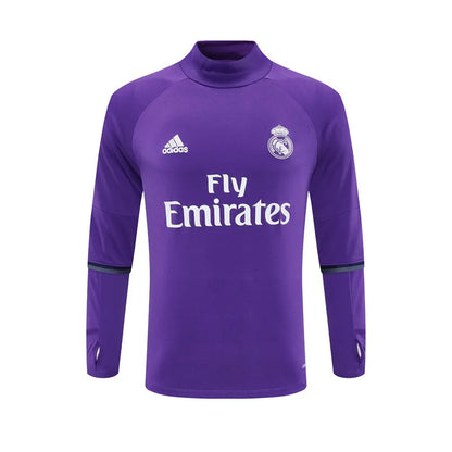 16-17 Real Madrid Purple Retro Training Suit - Top Only