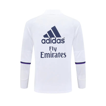 16-17 Real Madrid White Retro Training Suit - Top Only