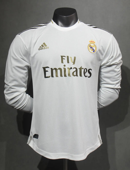 Real Madrid Home Long Sleeve Kit Retro 19-20