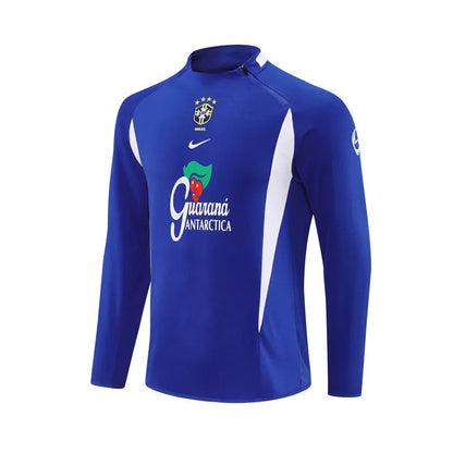 2002 Brazil Blue Retro Training Suit - Top Only