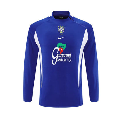 2002 Brazil Blue Retro Training Suit - Top Only