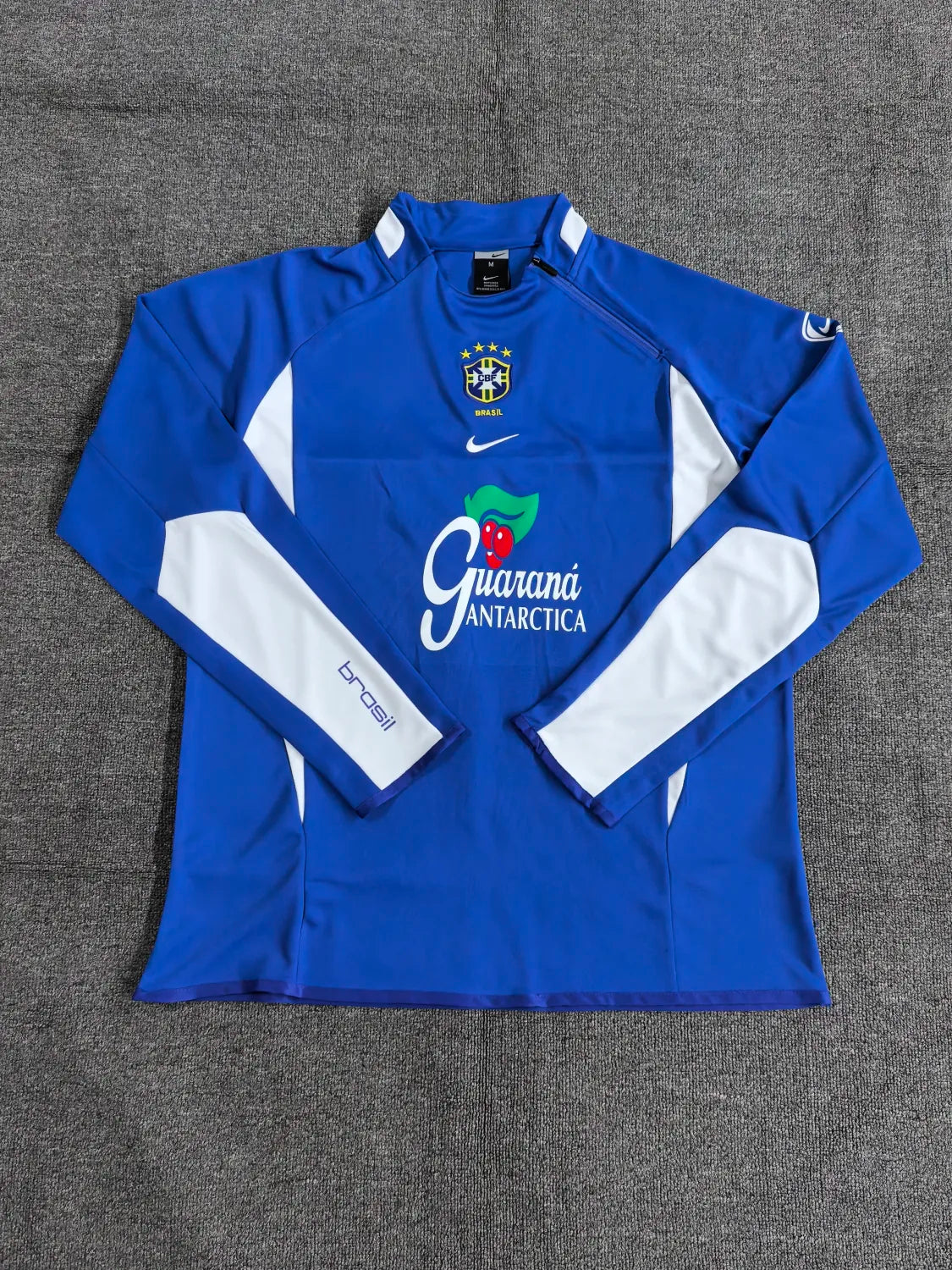 2002 Brazil Blue Retro Training Suit - Top Only