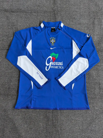 2002 Brazil Blue Retro Training Suit - Top Only