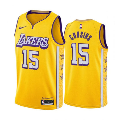 19-20 Lakers Yellow V-Neck Hot Pressed Jersey