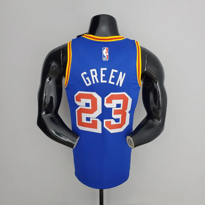 75th Anniversary Green#23 Warriors Vintage Blue NBA Jersey