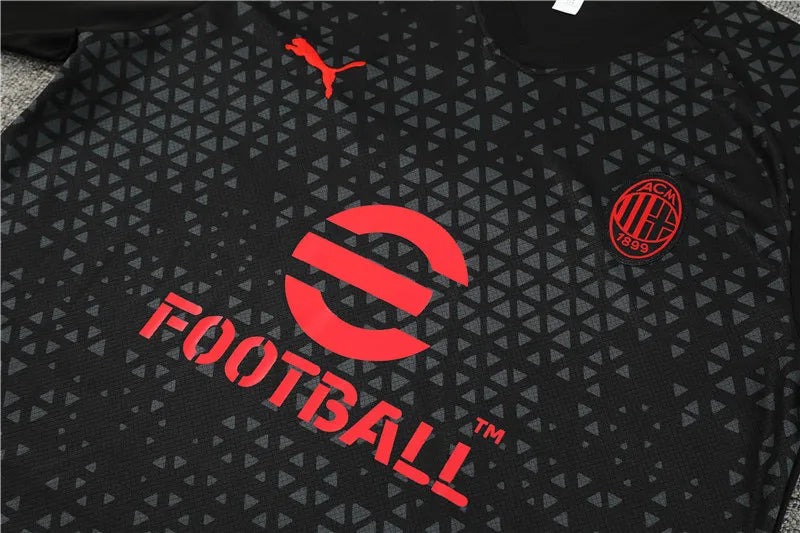 23-24 AC Milan Black Training Short Sleeve Suit