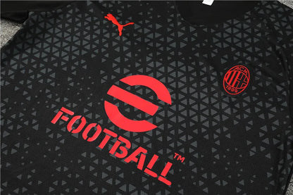 23-24 AC Milan Black Training Short Sleeve Suit