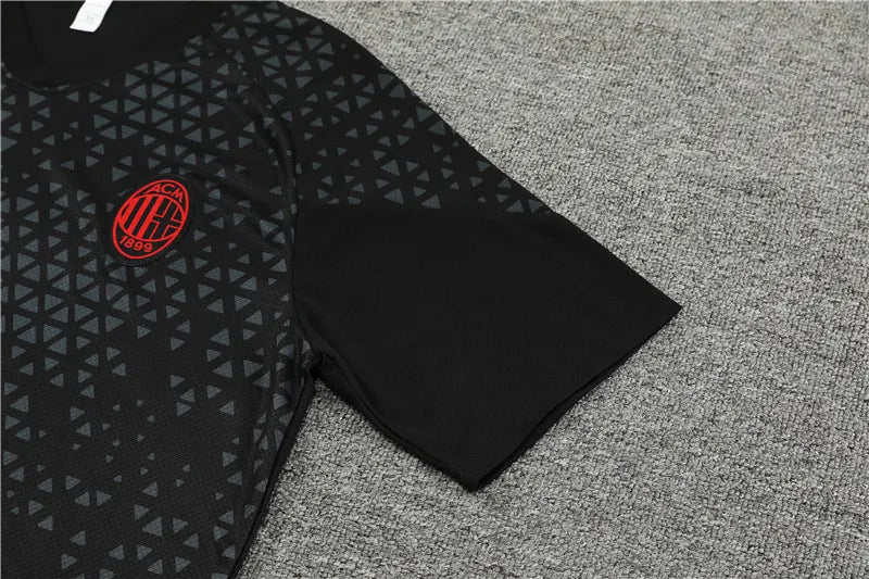 23-24 AC Milan Black Training Short Sleeve Suit