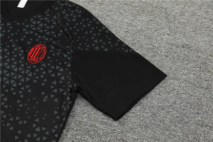 23-24 AC Milan Black Training Short Sleeve Suit