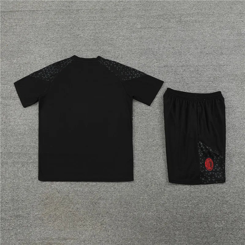 23-24 AC Milan Black Training Short Sleeve Suit