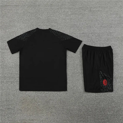 23-24 AC Milan Black Training Short Sleeve Suit
