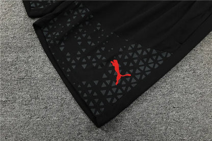 23-24 AC Milan Black Training Short Sleeve Suit