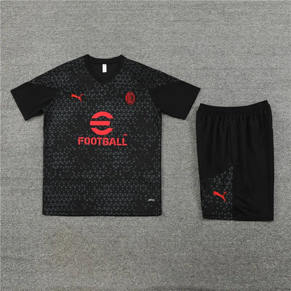 23-24 AC Milan Black Training Short Sleeve Suit