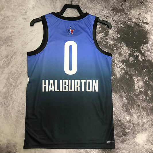 2023 NBA All Star Blue 0#HALIBURTON Hot Pressed Jersey