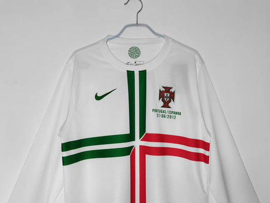 2012 Portugal White Long Sleeve Retro Jersey
