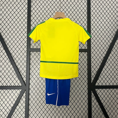 Retro 2002 Brazil Home Kids Kit