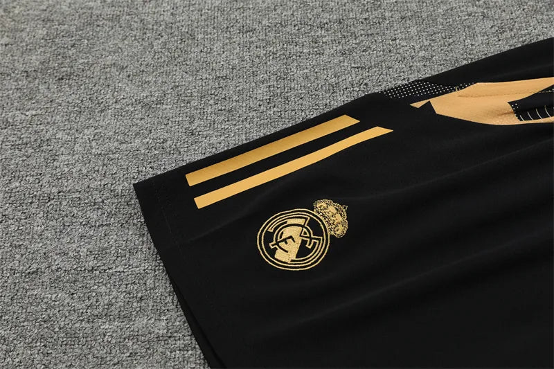 24-25 Real Madrid Black Gold Short Sleeve Training Suit