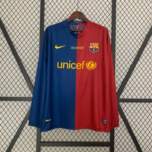 2008-09 Barcelona Champions League Home Long Sleeve Retro Jersey