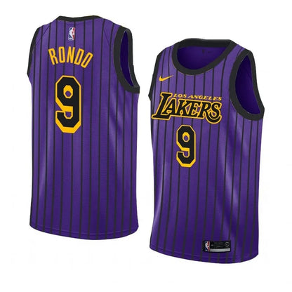 Lakers Violet with Lines Retro Round Neck Hot Pressed Jersey